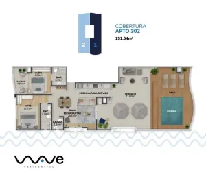 Cobertura 2 quartos Pântano do Sul Florianópolis Wave Residencial