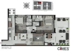 Apartamento para venda possui 115 metros quadrados com 2 quartos