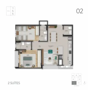 Apartamento 2 quartos Centro Florianópolis Boiteux 155